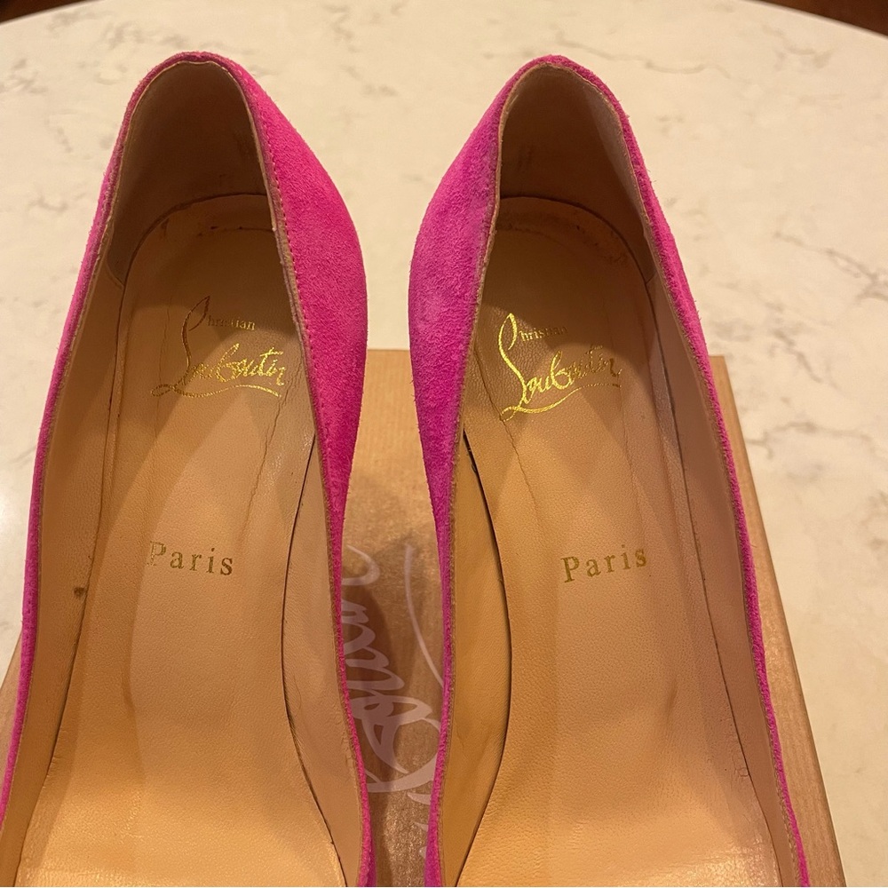 Christian Louboutin 🩷 Clare 80 Suede Pointed Toe Pump in Diva Hot Pink Size 36.5 - Picture 5 of 10